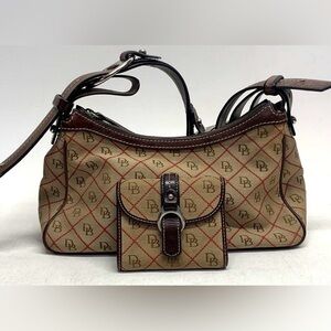 Dooney & Bourke 10x6 Vintage Signature Canvas Hobo Handbag & Wallet Set